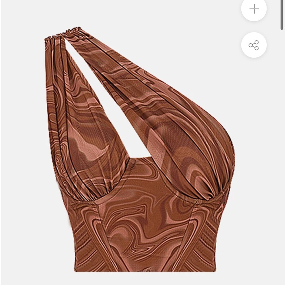 I.AM.GIA Brown Marble Halter Crop Top